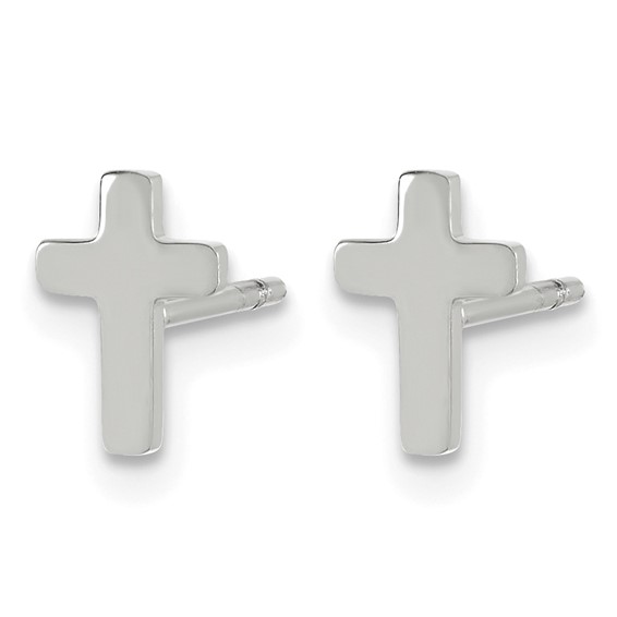 Chisel Stainless Steel Polished Cross Earrings