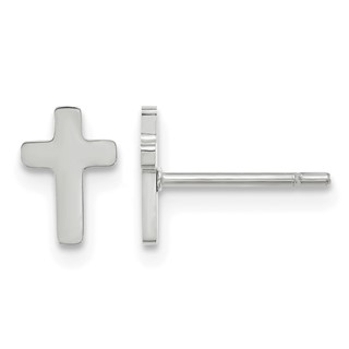 Chisel Stainless Steel Polished Cross Earrings