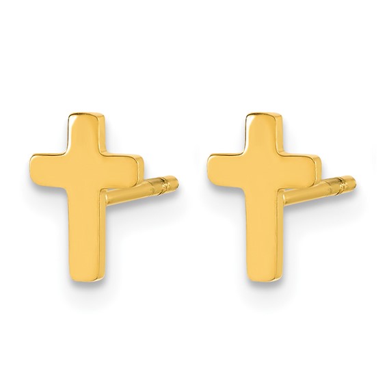 Chisel Stainless Steel Polished Yellow IP-plated Cross Earrings