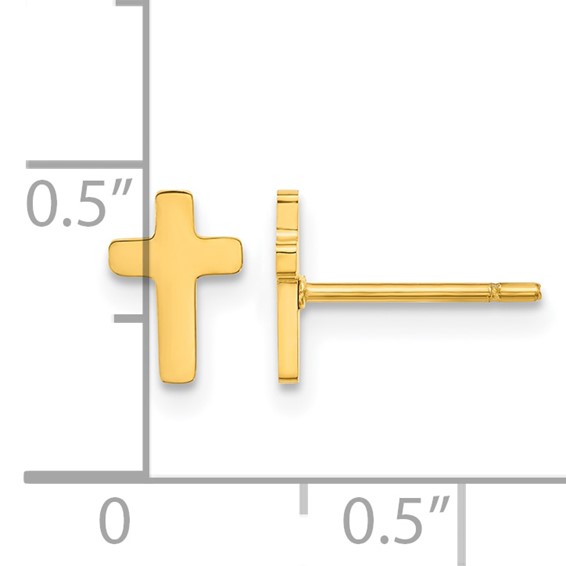 Chisel Stainless Steel Polished Yellow IP-plated Cross Earrings