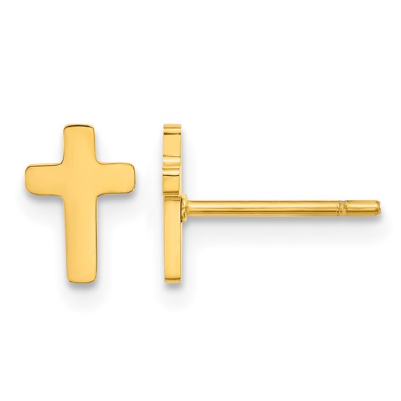 Chisel Stainless Steel Polished Yellow IP-plated Cross Earrings