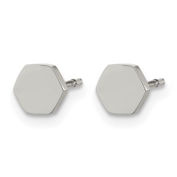 Chisel Stainless Steel Polished Hexagon Post Earrings
