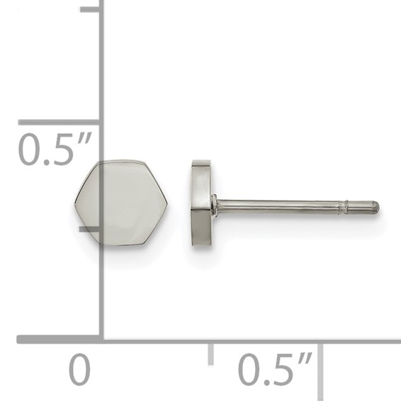 Chisel Stainless Steel Polished Hexagon Post Earrings