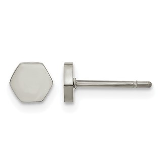 Chisel Stainless Steel Polished Hexagon Post Earrings