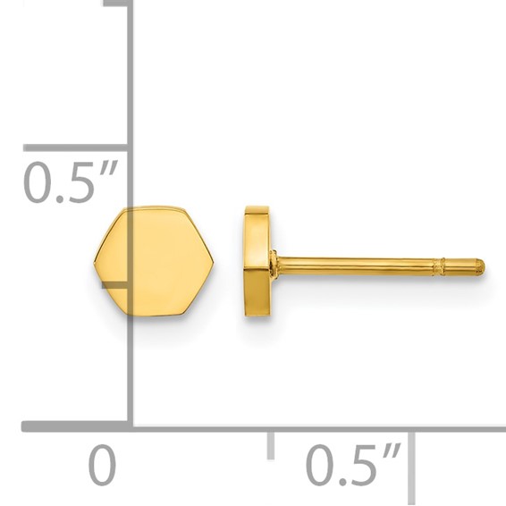 Chisel Stainless Steel Polished Yellow IP-plated Hexagon Post Earrings