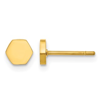 Chisel Stainless Steel Polished Yellow IP-plated Hexagon Post Earrings