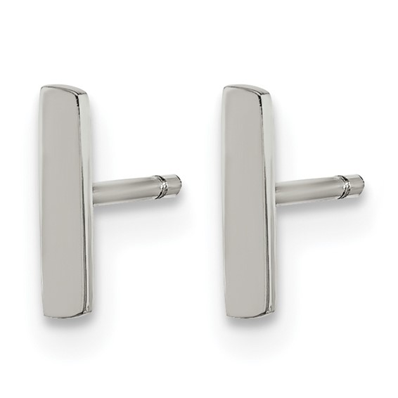 Chisel Stainless Steel Polished Vertical Bar Earrings