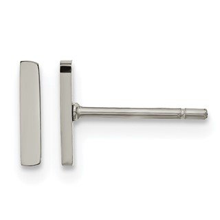 Chisel Stainless Steel Polished Vertical Bar Earrings
