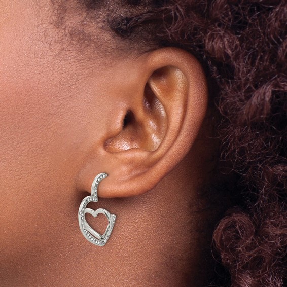 Chisel Stainless Steel Polished with Crystals Double Heart Post Hoops