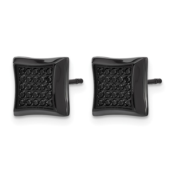 Chisel Stainless Steel Polished Black IP-plated Black 50 CZ Stud Earrings