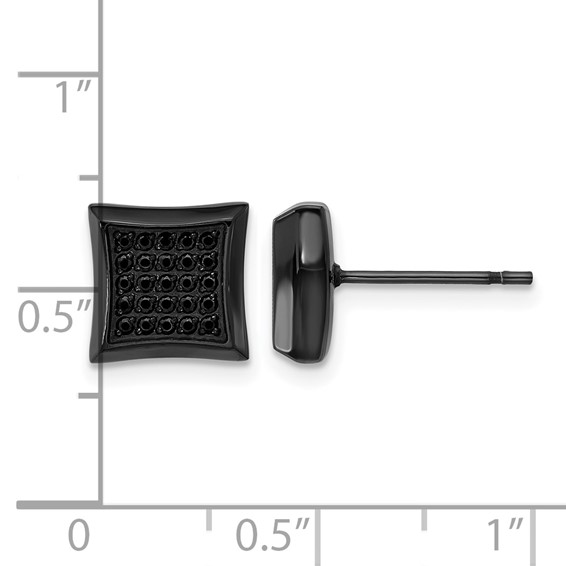 Chisel Stainless Steel Polished Black IP-plated Black 50 CZ Stud Earrings