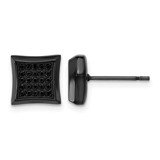 Chisel Stainless Steel Polished Black IP-plated Black 50 CZ Stud Earrings