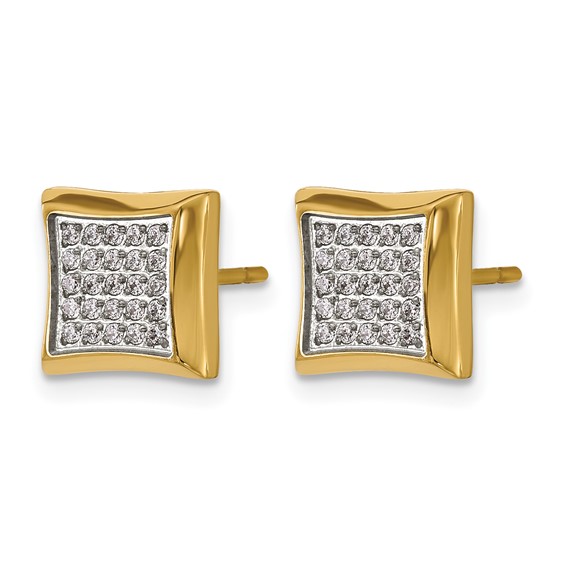 Chisel Stainless Steel Polished Yellow IP-plated 50 CZ Stud Earrings