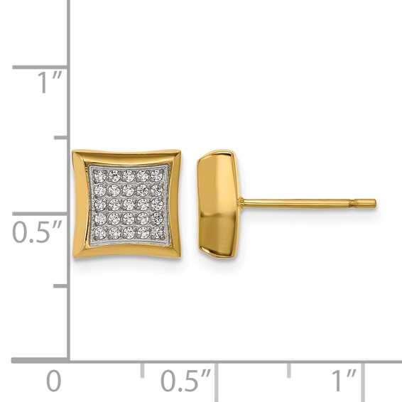Chisel Stainless Steel Polished Yellow IP-plated 50 CZ Stud Earrings