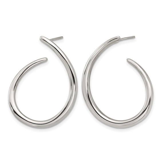 Chisel Stainless Steel Polished Curled Post Hoop Earrings