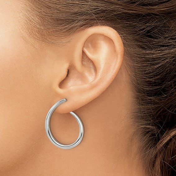 Chisel Stainless Steel Polished Curled Post Hoop Earrings