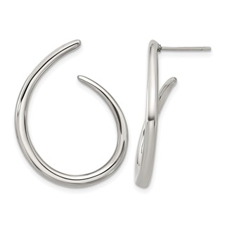 Chisel Stainless Steel Polished Curled Post Hoop Earrings