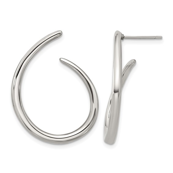 Chisel Stainless Steel Polished Curled Post Hoop Earrings