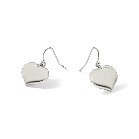 Chisel Stainless Steel Polished Heart Dangle Shepherd Hook Earrings