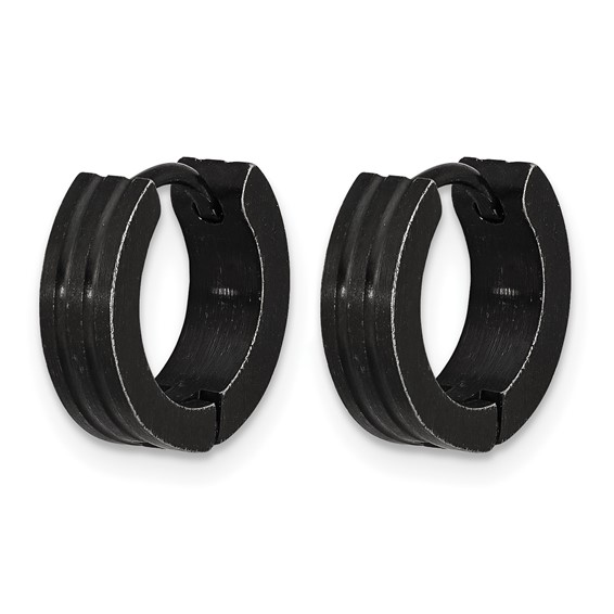 Chisel Stainless Steel Antiqued Brushed and Polished Hinged Hoop Earrings