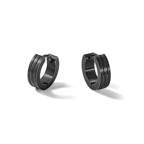 Chisel Stainless Steel Antiqued Brushed and Polished Hinged Hoop Earrings