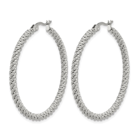 Chisel Stainless Steel Polished Diamond Cut Hoop Earrings