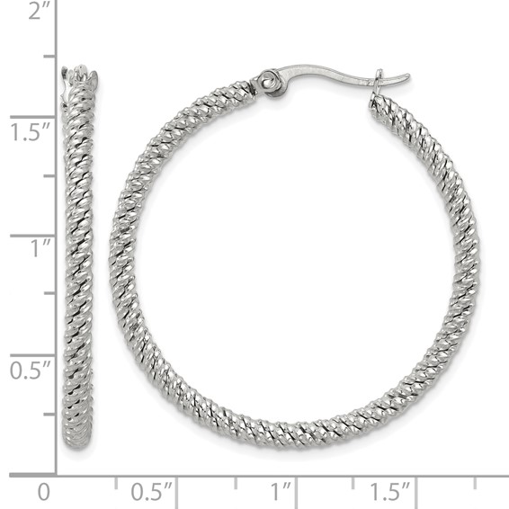 Chisel Stainless Steel Polished Diamond Cut Hoop Earrings