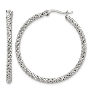 Chisel Stainless Steel Polished Diamond Cut Hoop Earrings