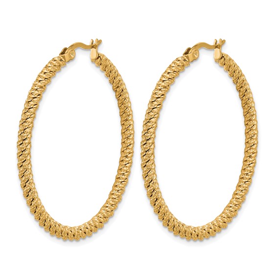 Chisel Stainless Steel Polished Yellow IP-plated Diamond Cut Hoop Earrings