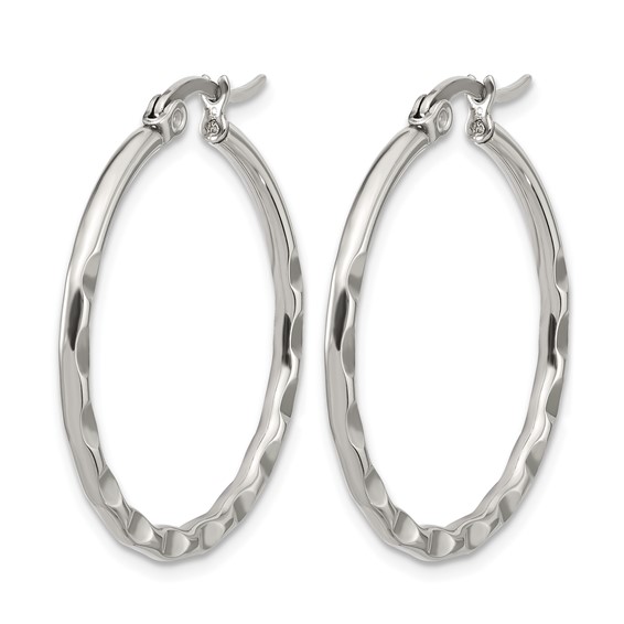 Chisel Stainless Steel Polished Wavy Hoop Earrings
