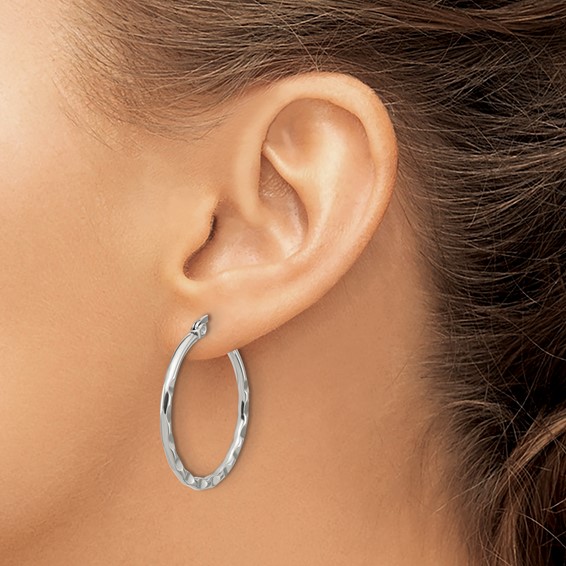 Chisel Stainless Steel Polished Wavy Hoop Earrings