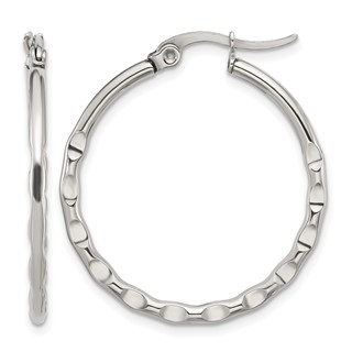 Chisel Stainless Steel Polished Wavy Hoop Earrings