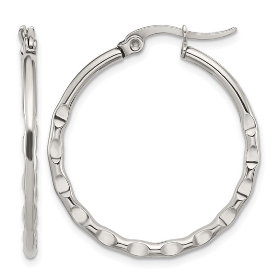 Chisel Stainless Steel Polished Wavy Hoop Earrings