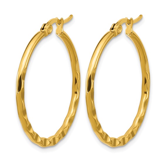 Chisel Stainless Steel Polished Yellow IP-plated Wavy Hoop Earrings