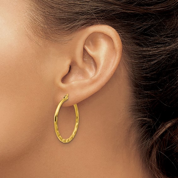 Chisel Stainless Steel Polished Yellow IP-plated Wavy Hoop Earrings