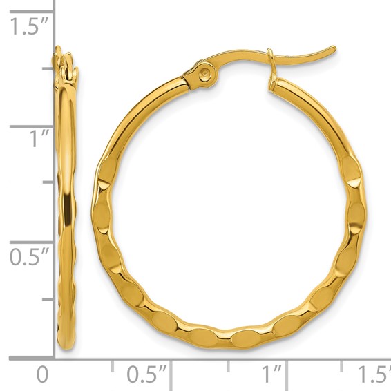 Chisel Stainless Steel Polished Yellow IP-plated Wavy Hoop Earrings