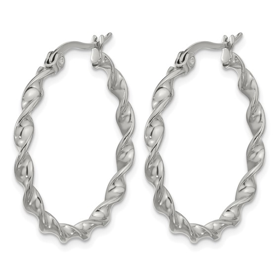 Chisel Stainless Steel Polished Twisted Hoop Earrings