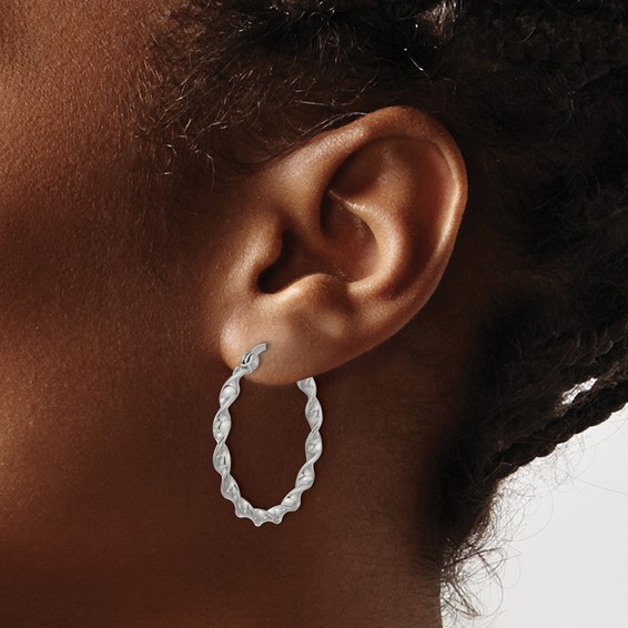 Chisel Stainless Steel Polished Twisted Hoop Earrings