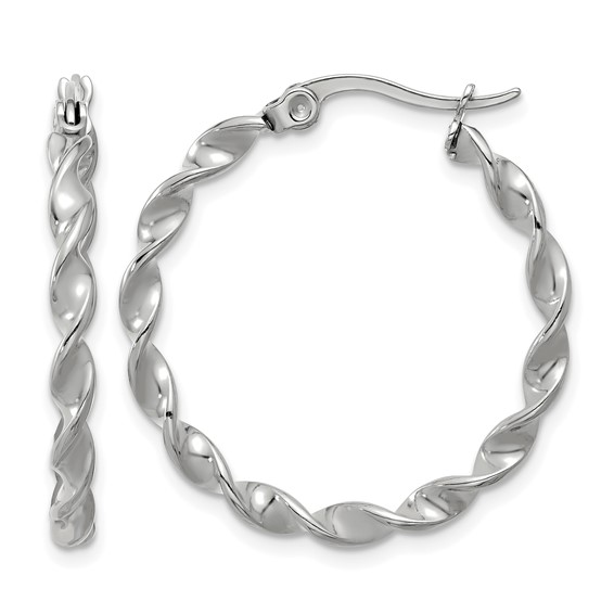 Chisel Stainless Steel Polished Twisted Hoop Earrings