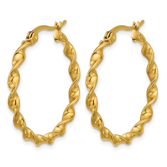 Chisel Stainless Steel Polished Yellow IP-plated Twisted Hoop Earrings