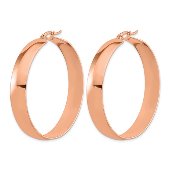 Chisel Stainless Steel Polished Rose IP-plated 9mm Hoop Earrings