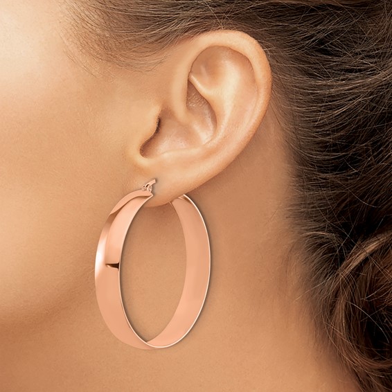 Chisel Stainless Steel Polished Rose IP-plated 9mm Hoop Earrings