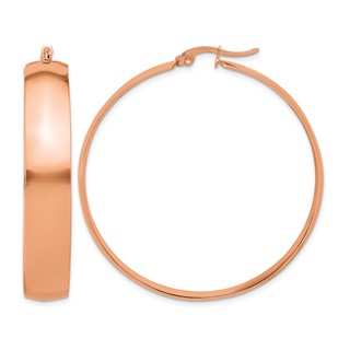 Chisel Stainless Steel Polished Rose IP-plated 9mm Hoop Earrings