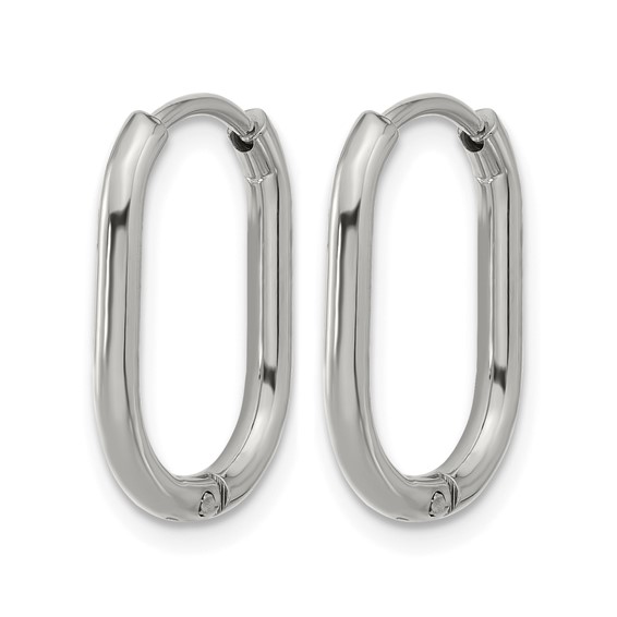 Chisel Stainless Steel Polished Elongated 2mm Hinged Hoop Earrings