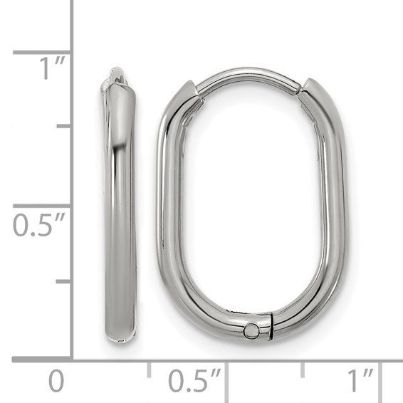 Chisel Stainless Steel Polished Elongated 2mm Hinged Hoop Earrings