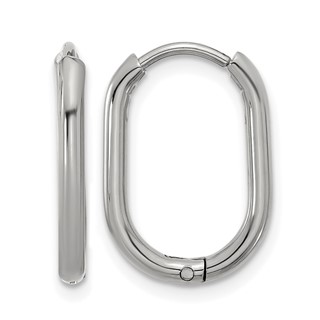 Chisel Stainless Steel Polished Elongated 2mm Hinged Hoop Earrings
