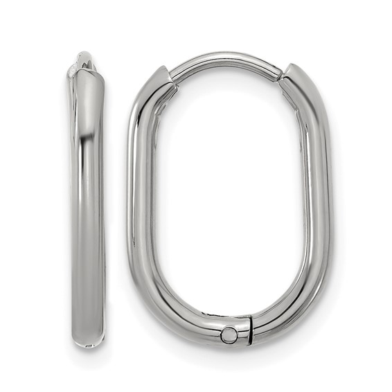 Chisel Stainless Steel Polished Elongated 2mm Hinged Hoop Earrings