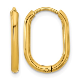 Chisel Stainless Steel Polished Yellow IP-plated Elongated 2mm Hinged Hoop Earrings