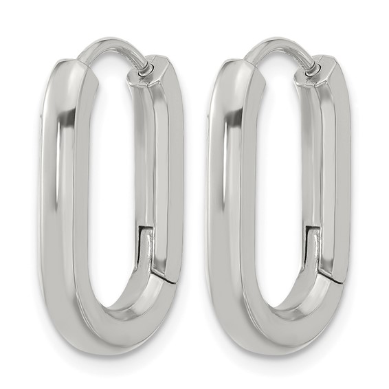 Chisel Stainless Steel Polished Elongated 3mm Hinged Hoop Earrings