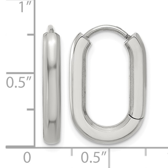 Chisel Stainless Steel Polished Elongated 3mm Hinged Hoop Earrings